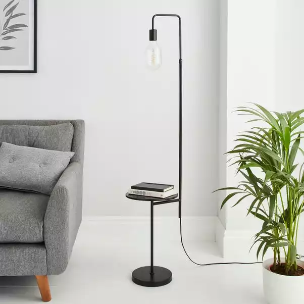 Dunelm Aubrey Exposed Bulb Floor Lamp With Table Black 4 Dunelm Aubrey Exposed Bulb Floor Lamp With Table Black - Image 2
