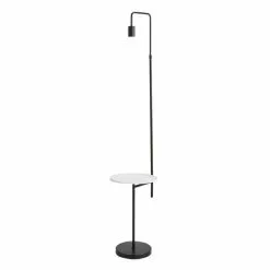 Dunelm Aubrey Exposed Bulb Floor Lamp With Table Black And Faux Marble -Cheap wall lights Store 30802434 alt04