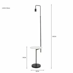 Dunelm Aubrey Exposed Bulb Floor Lamp With Table Black And Faux Marble -Cheap wall lights Store 30802434 alt05