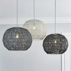 Dunelm Wicker Woven Easy Fit Pendant White -Cheap wall lights Store 30808830 alt06